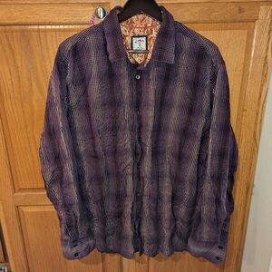 Vintage J. garcia men size XL purple striped gradient geometric button up shirt 